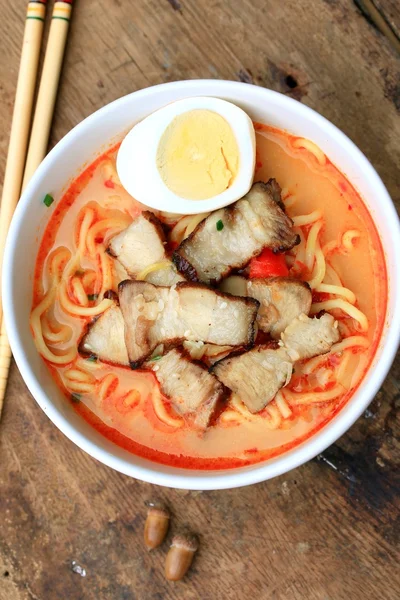 Spicy pork ramen soup - Japanese food — Stock Photo, Image