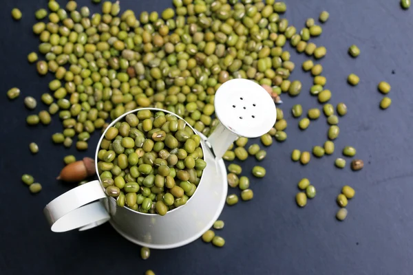 Green beans dried on black background — Stock Photo, Image