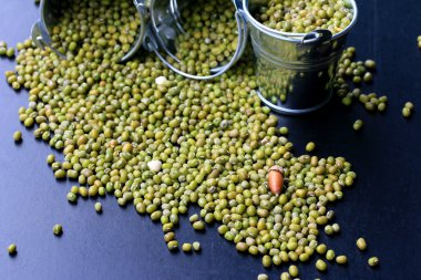 siyah arka plan üzerine kurutulmuş taze fasulye