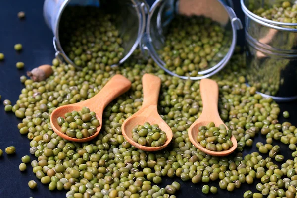 Green beans dried on black background — Stock Photo, Image