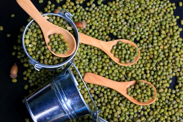 Green beans dried on black background — Stock Photo, Image