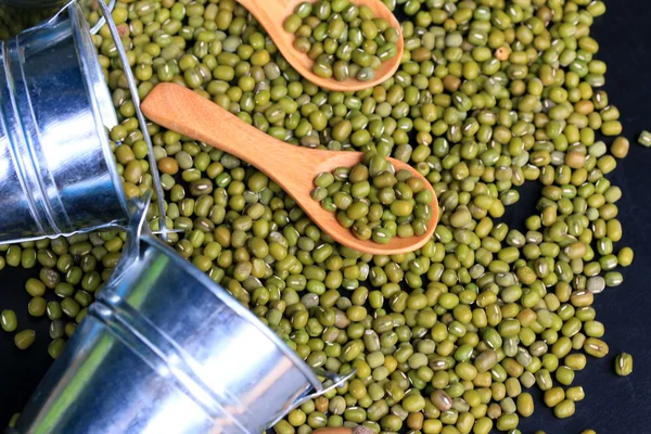 Green beans dried on black background — Stock Photo, Image