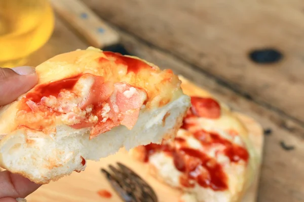 Mini sausage pizza — Stock Photo, Image