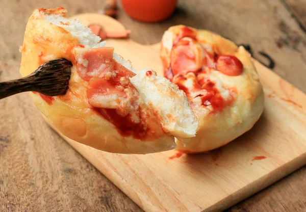 Mini sausage pizza — Stock Photo, Image