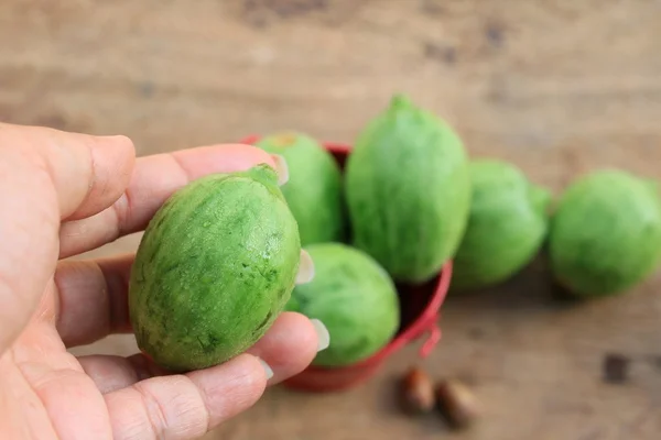 Baby melon på trä vintage — Stockfoto