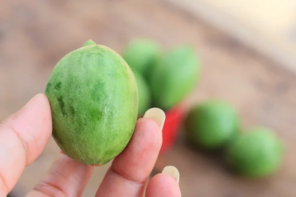 Baby melon på trä vintage — Stockfoto