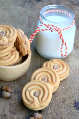 lezzetli krem kurabiye ve süt