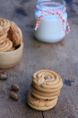 lezzetli krem kurabiye ve süt