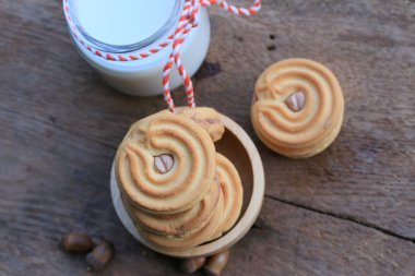 lezzetli krem kurabiye ve süt