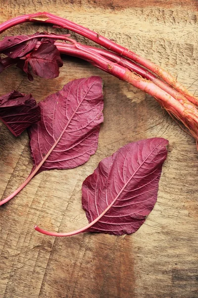 ahşap bir vintage üzerinde kırmızı ıspanak