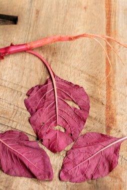 ahşap bir vintage üzerinde kırmızı ıspanak