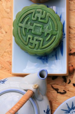 Festival moon pasta ve sıcak çay - Çin kek