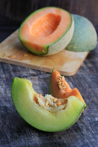 Mix fresh green and orange melon — Stock Photo, Image