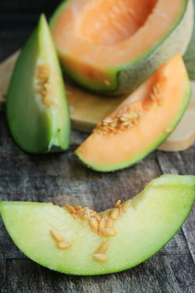 Mix fresh green and orange melon — Stock Photo, Image