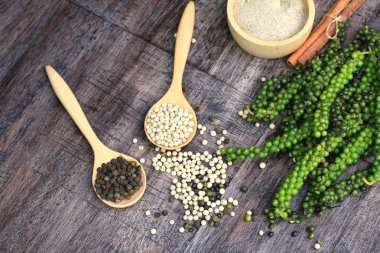 Taze yeşil biber tohumları ve kuru tahıl