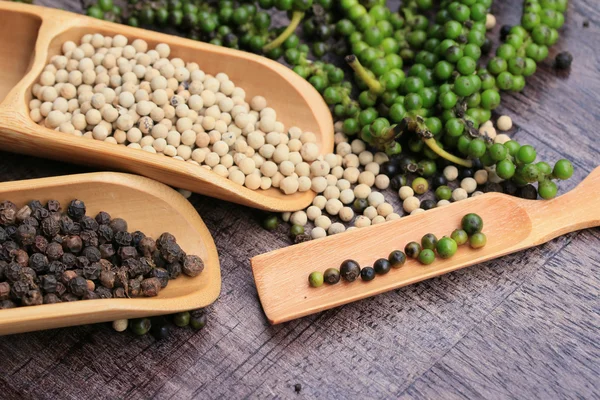 Semillas de pimiento verde fresco y grano seco — Foto de Stock