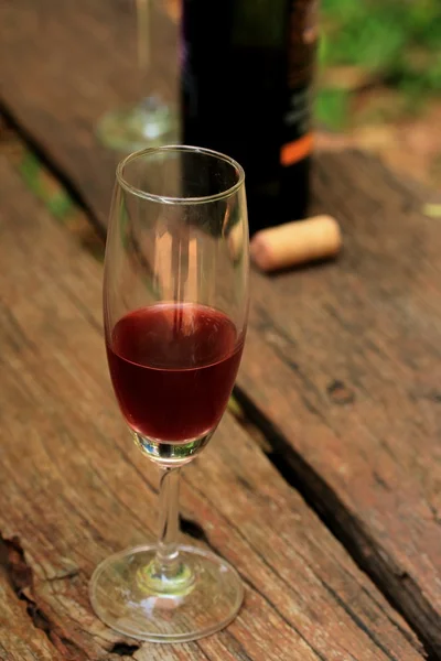 Rode wijn glas met schaduw — Stockfoto