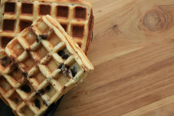 Tasty waffle with honey — Stock Photo, Image