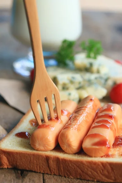 Queso azul con desayuno — Foto de Stock