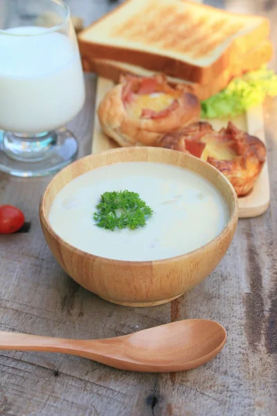 Suppe Kartoffeln mit Frühstück — Stockfoto