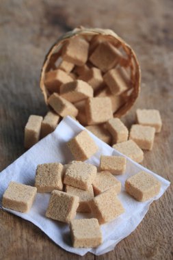şeker küpleri ahşap arka plan