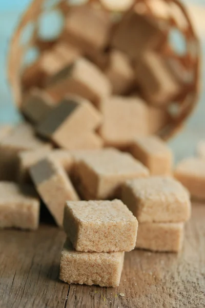 Sugar cubes wood background — Stock Photo, Image