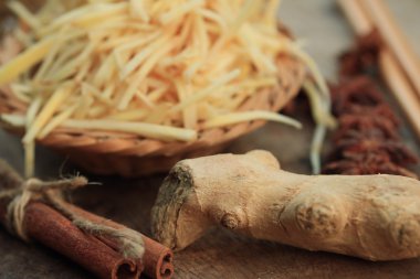 Taze zencefil ile dilimlenmiş