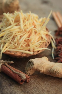 Taze zencefil ile dilimlenmiş