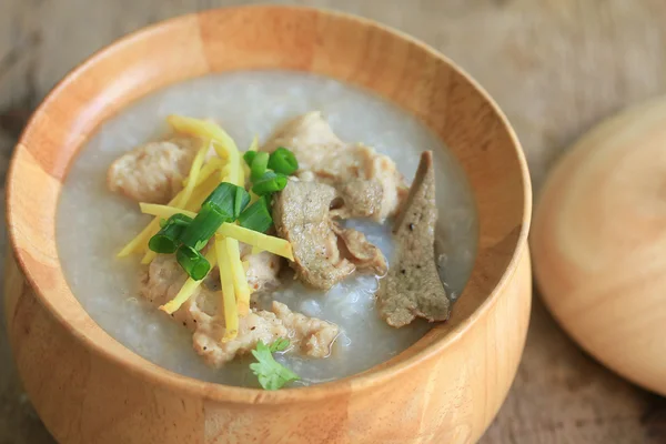 Rice porridge with minced pork — Stock Photo, Image