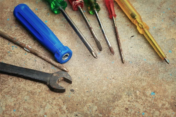 Tools screwdriver with wrench — Stock Photo, Image