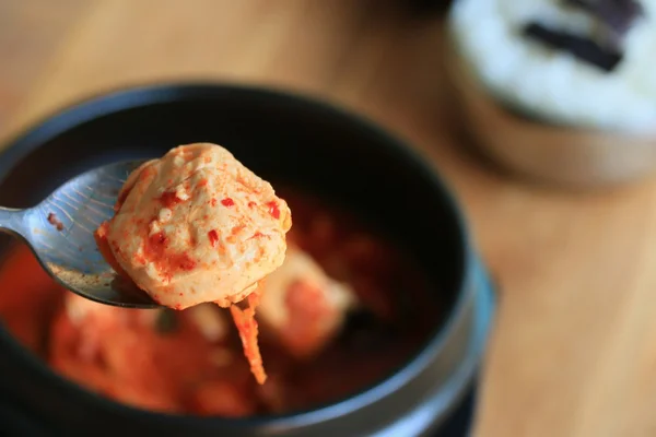 Polévku kimchi - korejské jídlo — Stock fotografie