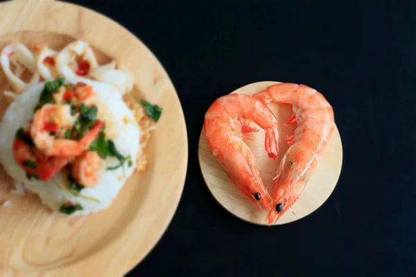 Nasi basil seafood udang — Stok Foto