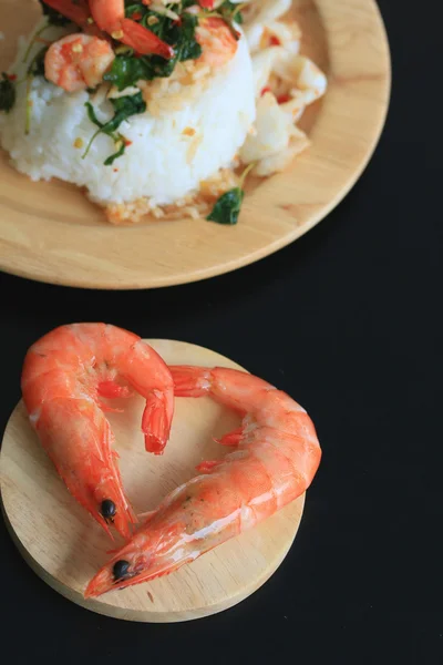 Nasi basil seafood udang — Stok Foto