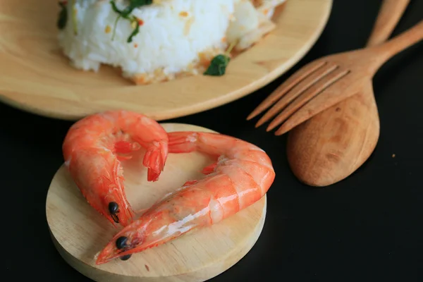 Nasi basil seafood udang — Stok Foto