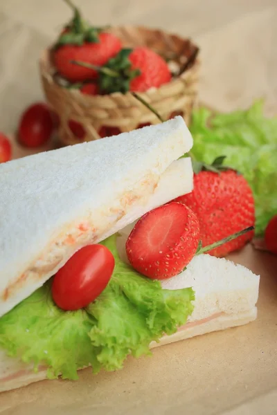 Saboroso presunto sanduíche de atum — Fotografia de Stock