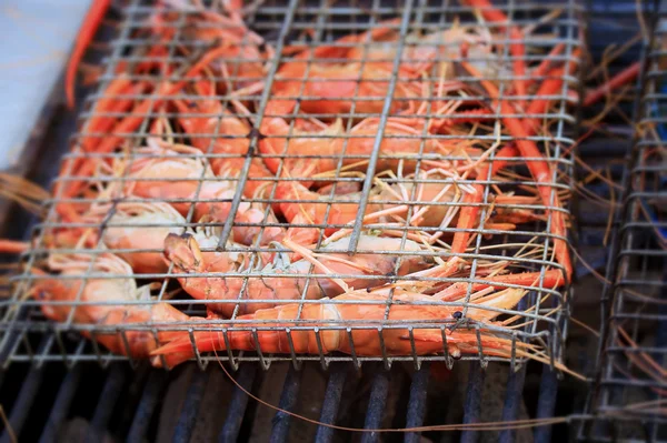Crevettes grillées au marché — Photo