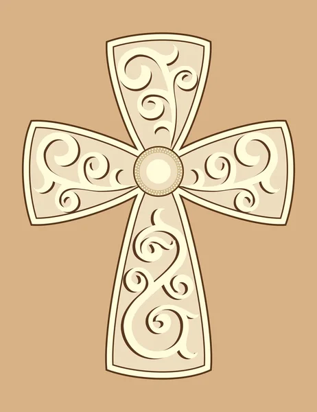 Croix chrétienne avec décorations — Image vectorielle