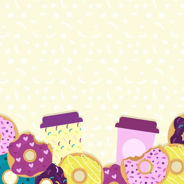 病媒甜甜圈上涂着五彩斑斓的糖分 上面涂满了洒水 美味的油炸面团 糖果或甜点 垃圾快餐 — 图库矢量图片