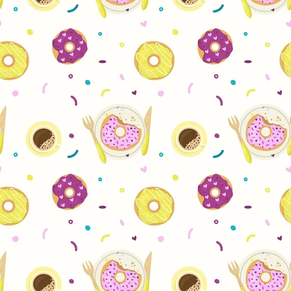 Vector Donut Nahtlose Muster Mit Buntem Zucker Glasiert Und Mit — Stockvektor