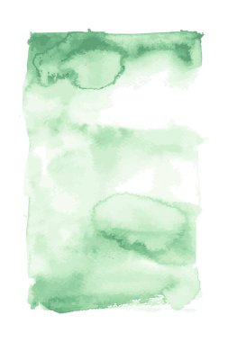 Açık yeşil suluboya el boyası, tasarım için beyaz arka planda izole edilmiş. Soyut arkaplan vektör ögesi.