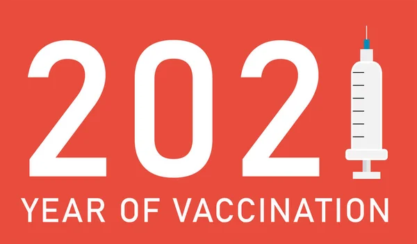 2021 Year Vaccination Vector Illustration — Stock Vector