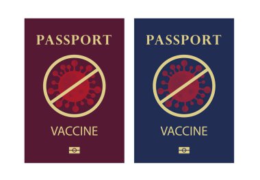 Aşı pasaportu. Covid-19 aşısı, vektör çizimi