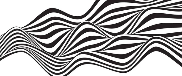 Ondes Abstraites Noir Blanc Fond Lignes Illusion Optique Illustration Vectorielle — Image vectorielle