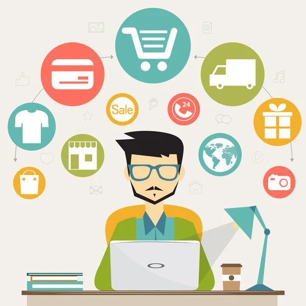 Online shopping, elektronisk handel koncept — Stock vektor
