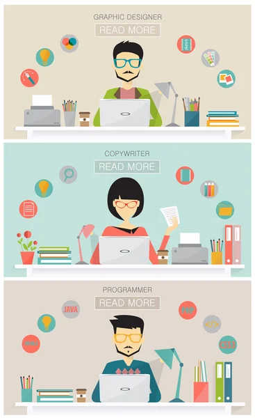 Conjunto de pancartas de trabajo freelance — Vector de stock