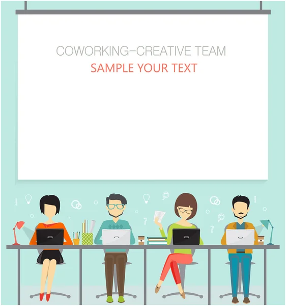コワーキング、創造的なチーム — ストックベクタ
