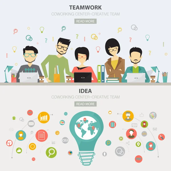 Coworking, concepto de marketing — Vector de stock