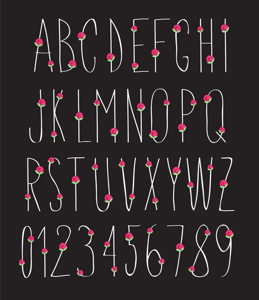 Ручной шрифт с цветами — стоковый вектор