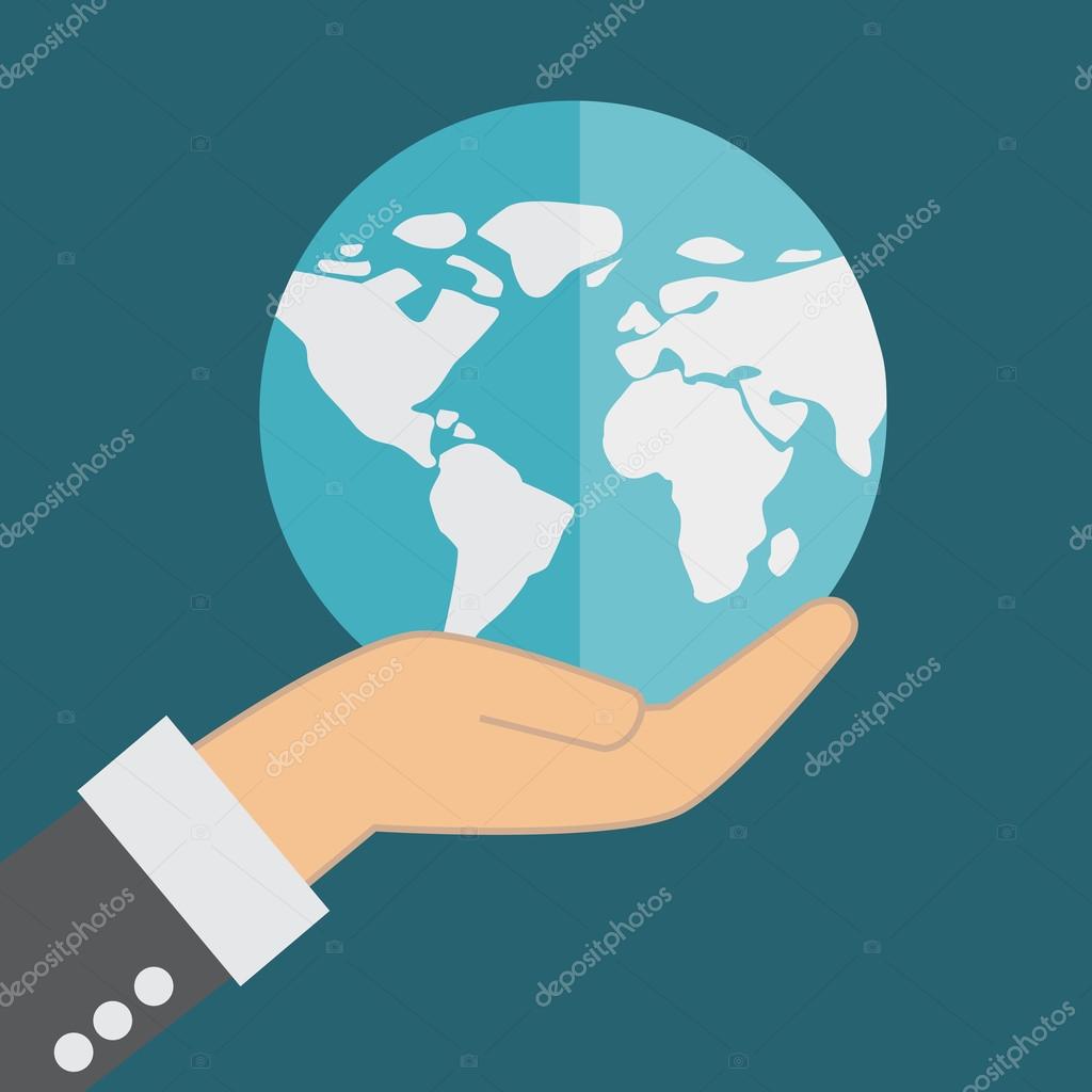 Hand hold globe earth
