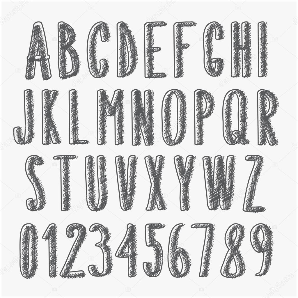 scribbled alphabet and numbers
